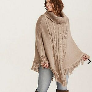 Tan knit poncho